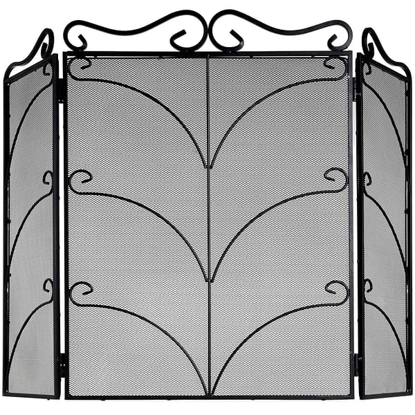 Heavy Large Black Ornate Fire Screen 6611