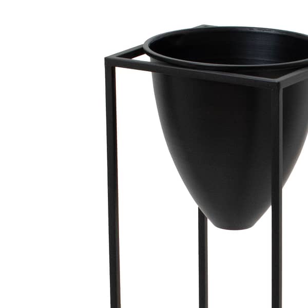 Large Matt Black Bullet Planter On Black Frame 23086 a