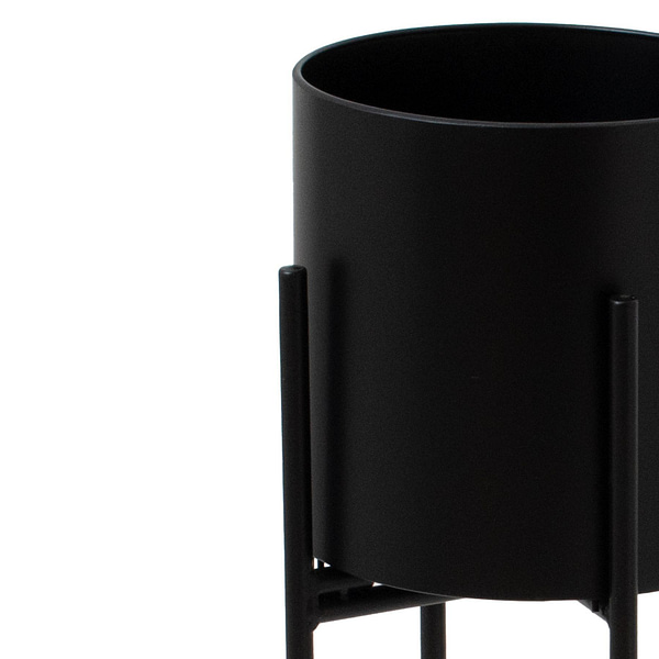 Matt Black Cylindrical Planter On Black Frame 23093 a