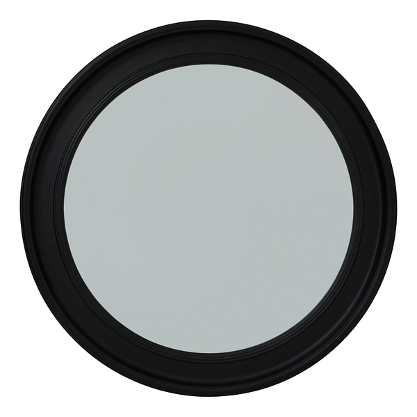 Black Wood Round Framed Mirror 23332