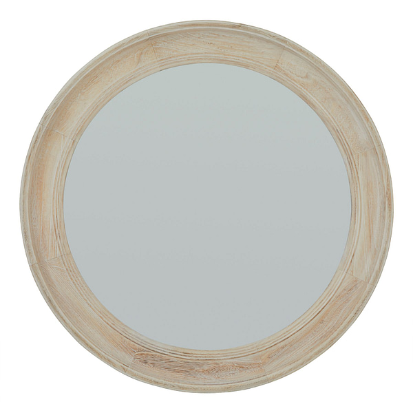 Washed Wood Round Framed Mirror 23333