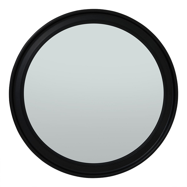 Black Wood Round Framed Large Mirror 23334