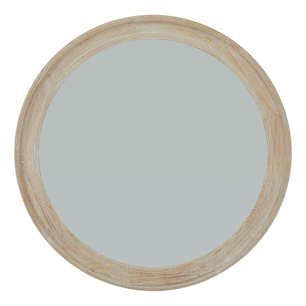 Washed Wood Round Framed Large Mirror 23335