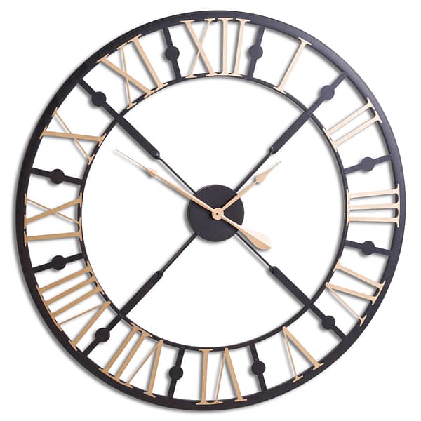 Black And Gold Skeleton Clock 20795