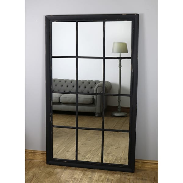 Black Wooden Window Mirror