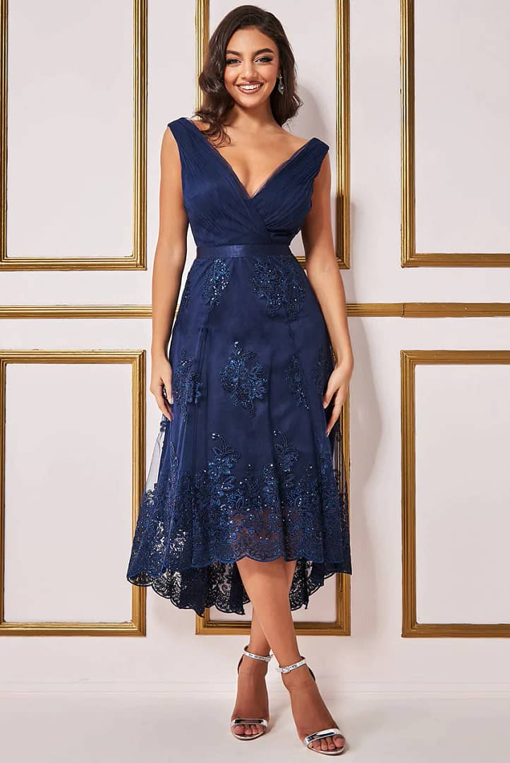 High low hot sale dress navy